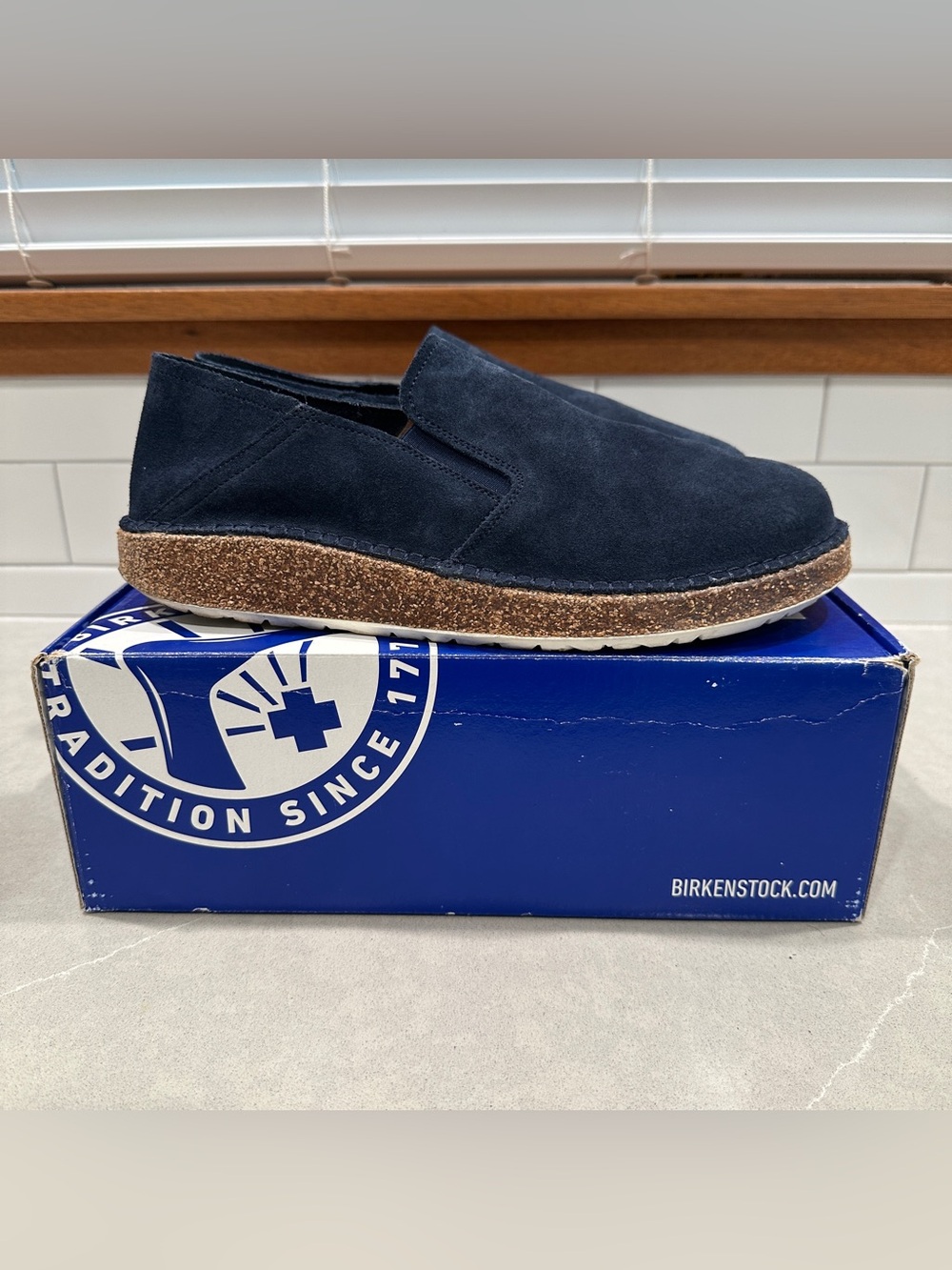 Birkenstock Callan Navy Suede Slip-On Clog - Rare Find!
